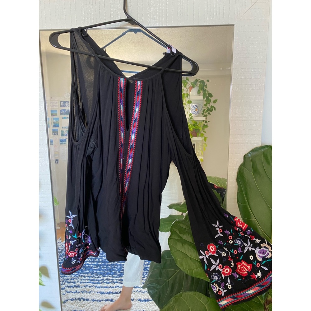 Black blouse with beautiful embroidery